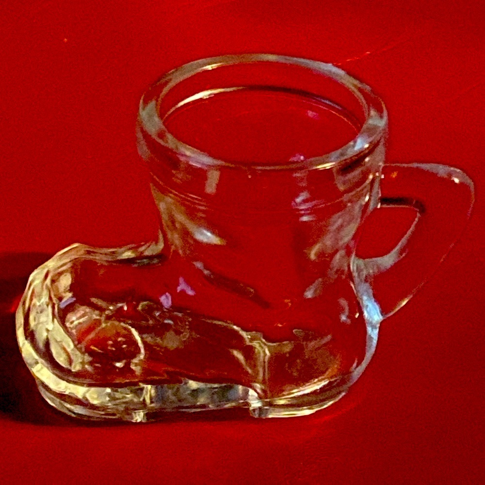 Glass Stamped Boot Shot Glass Never Used